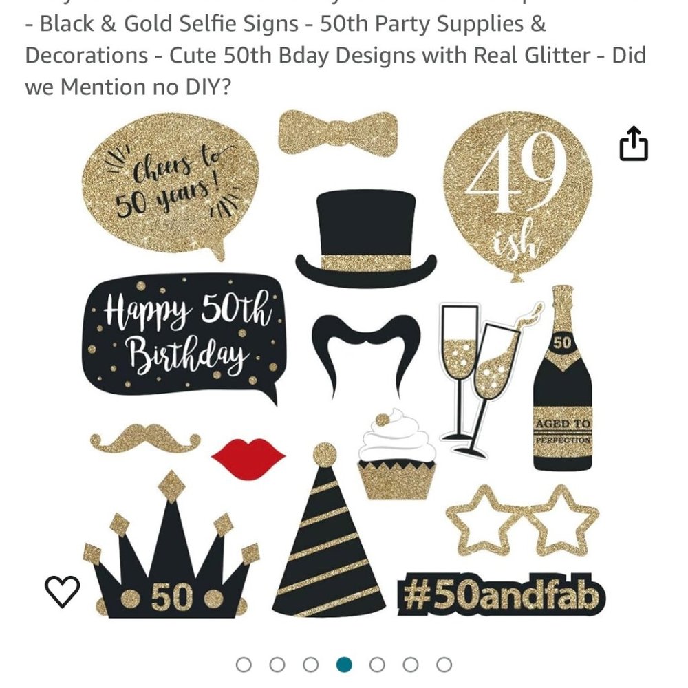 50th Birthday Photo Booth Props/wall decor - Set of 30